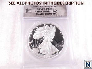 NobleSpirit (ME) 2020 S Eagle Silver Dollar First Strike ANACS PR70 DCAM - Picture 1 of 4