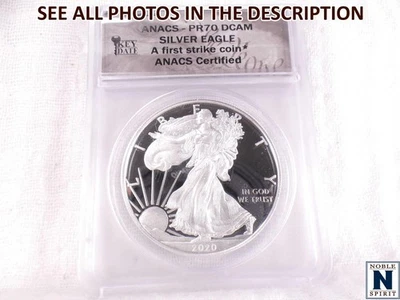 NobleSpirit (ME) 2020 S Eagle Silver Dollar First Strike ANACS PR70 DCAM - Image 1 of 4