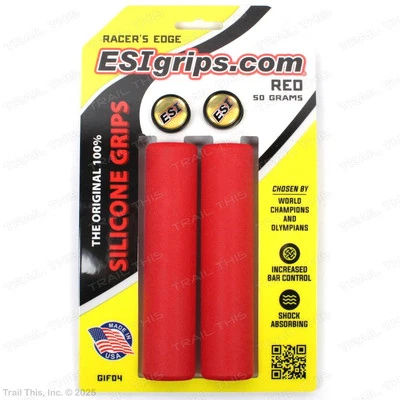 Empuñaduras ESI Racer's Edge rojas 30 mm silicona MTB delgada amortiguadora 130 mm Foto 1 de 3