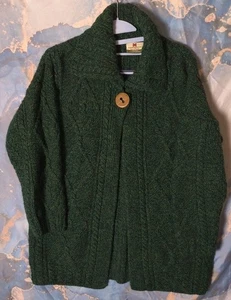 Carraig Donn Damen Strickjacke Größe L Grün Coatigan Reine Schurwolle Ein Knopf - Bild 1 von 5
