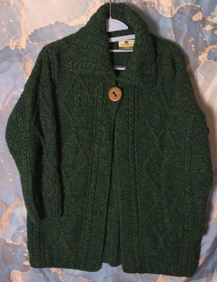 Cárdigan Carraig Donn Mujer Talla Grande Verde Abrigo Pura Lana Nueva Un Botón Foto 1 de 4