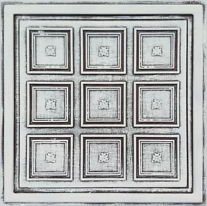 Gittersystem, Pop In, 24" x 24", PVC, Deckenfliesen, ROKOKCO Rustikal Weiß Braun - Bild 1 von 3