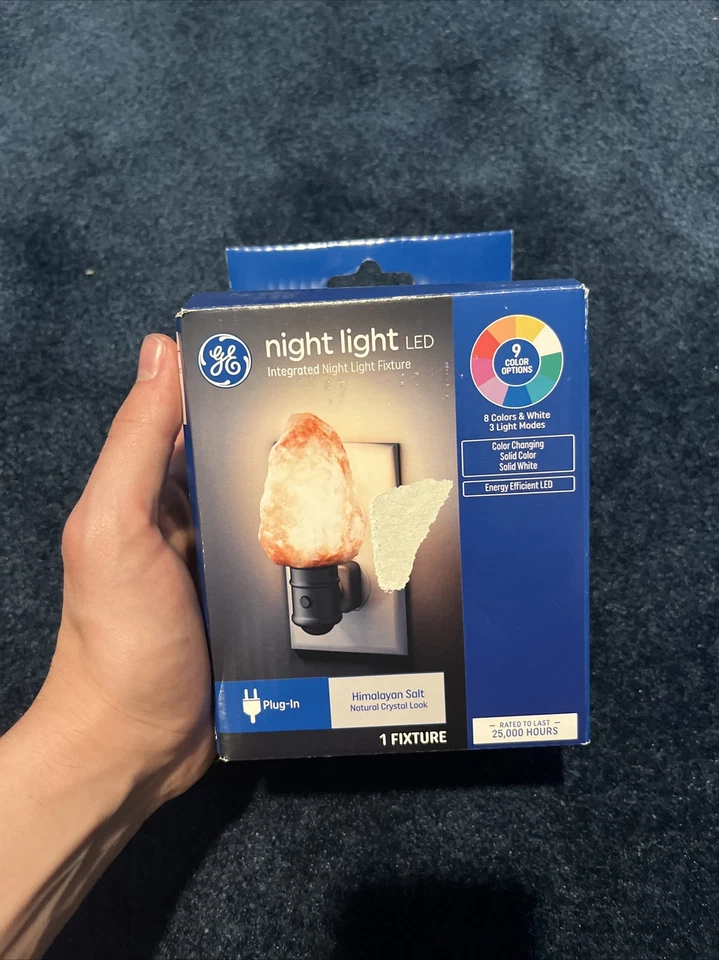 GE LED Night Light Himalayan Salt Design Energy Efficient 9-Color Options NIB - Image 1 of 3