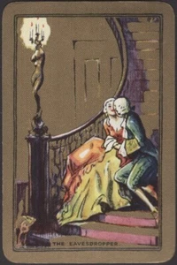 Playing Cards Single Card Old Vintage Named THE EAVESDROPPER Couple GIRL MAN Art - Picture 1 of 3