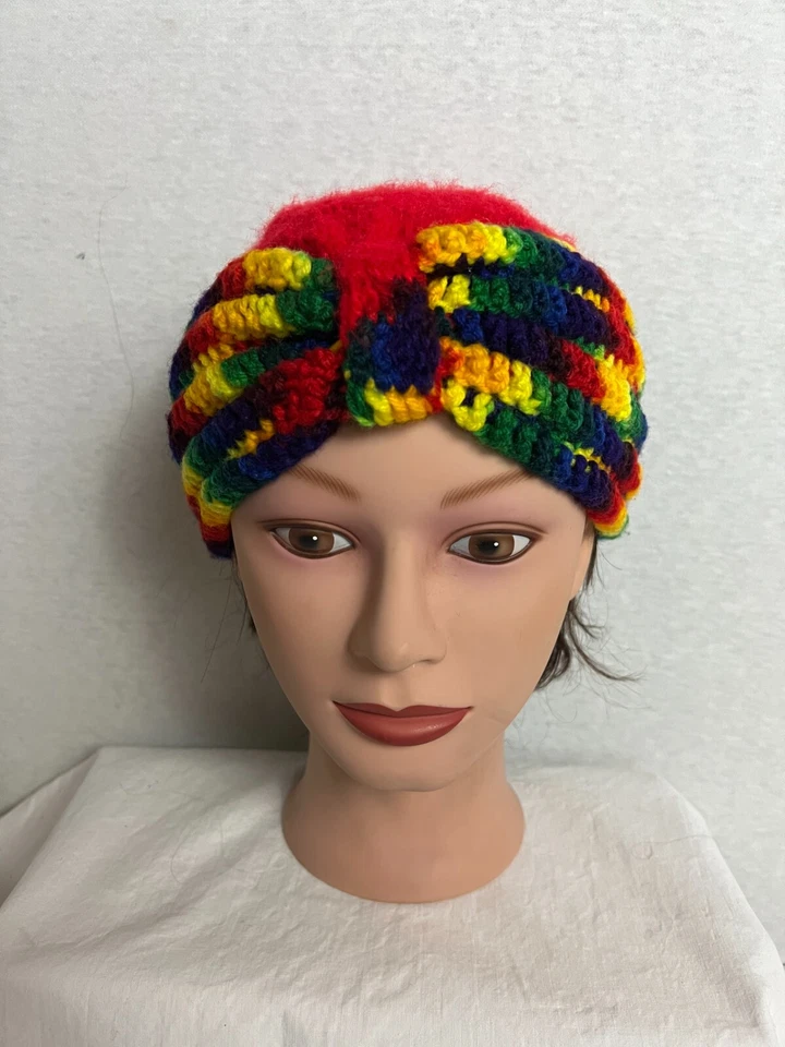 Sombrero Turbante Hecho a Mano Cubierta Tejida Brillante Multicolor Acrílico S-20-21 Foto 1 de 4