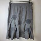 DEVERNOIS Women Size 40 Grey Embroidered Skirt Lagenlook Casual Art Smart Boho