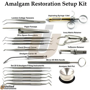 Dental Amalgam Restorative Set Up Kit Composite Excavator Filling Plugger Scaler - Picture 1 of 12