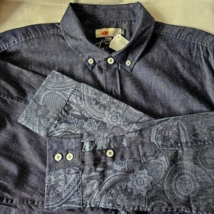 NWT Neiman Marcus Oxford Lads blue chambray long sleeves men's shirt Large - Picture 1 of 7