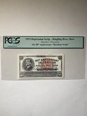 1933 Depression Scrip Ringling Bros. Show Baraboo Wisconsin 15 Cents - Image 1 of 2