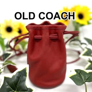 OLD COACH 4144 Shoulder Bag Red Recolor Maintenance Drawstring type leather - Picture 1 of 12