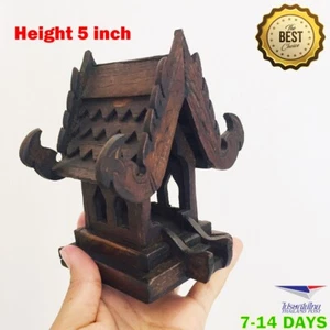 Teak Wood Mini Spirit House Buddhism Handmade Altar Shrine Buddha Temple H 5 inc - Picture 1 of 6