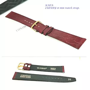 BURGUNDY High Quality Mens Ladies Genuine Soft Leather Watch Band Strap 16 MM - Picture 1 of 5