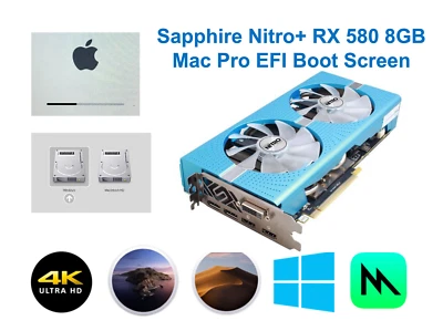 Sapphire Nitro+ SE RX 580 8GB Mac Pro EFI boot screen Metal 4K Mojave Monterey - Image 1 of 3