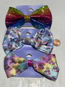 (3) Claire’s Large 5” Multicolored Hair Bows W/ Clips - Picture 1 of 1