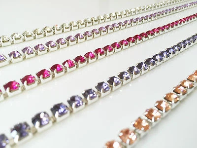 Cadena de eslabones cerrados de diamante/cristal grande de 1 metro plata calidad A boda costura Foto 1 de 4