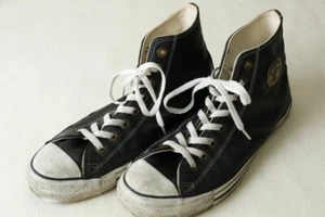 CONVERSE ALL STAR HI Leather USA Made Metal Logo Black 27cm - Picture 1 of 9