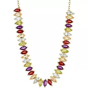 $400 KOHL'S 18K GP Marquise Shaped Vibrant Multi Genuine Gemstone Necklace**NEW! - Picture 1 of 9