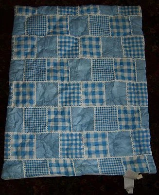 NUEVO DE COLECCIÓN 1960 Silky Softron Poli Acolchado Bebé Cuna Manta 40"x 31" MAY Co Azul Foto 1 de 4