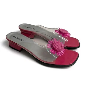 Sandalia Y2K Mules Slides Magnini Rosa Caliente Transparente Barbie Core Tacón Bajo AUS 9.5 / 40 - Imagen 1 de 11