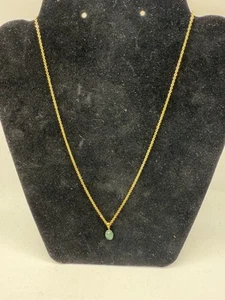 Past Times Gold Tone Necklace Green Gemstone Pendant Chain Vintage Boxed Gift - Picture 1 of 6
