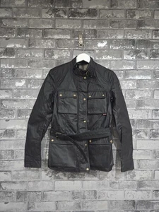 Belstaff Roadmaster Waxed Jacket Black Mahogany 44 Large BNWT Belted Biker Coat - Picture 1 of 15
