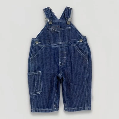 Mono Y2K Baby GAP PinStripe 3M/XS Azul Denim Ferrocarril Rayas Niño Algodón Foto 1 de 4