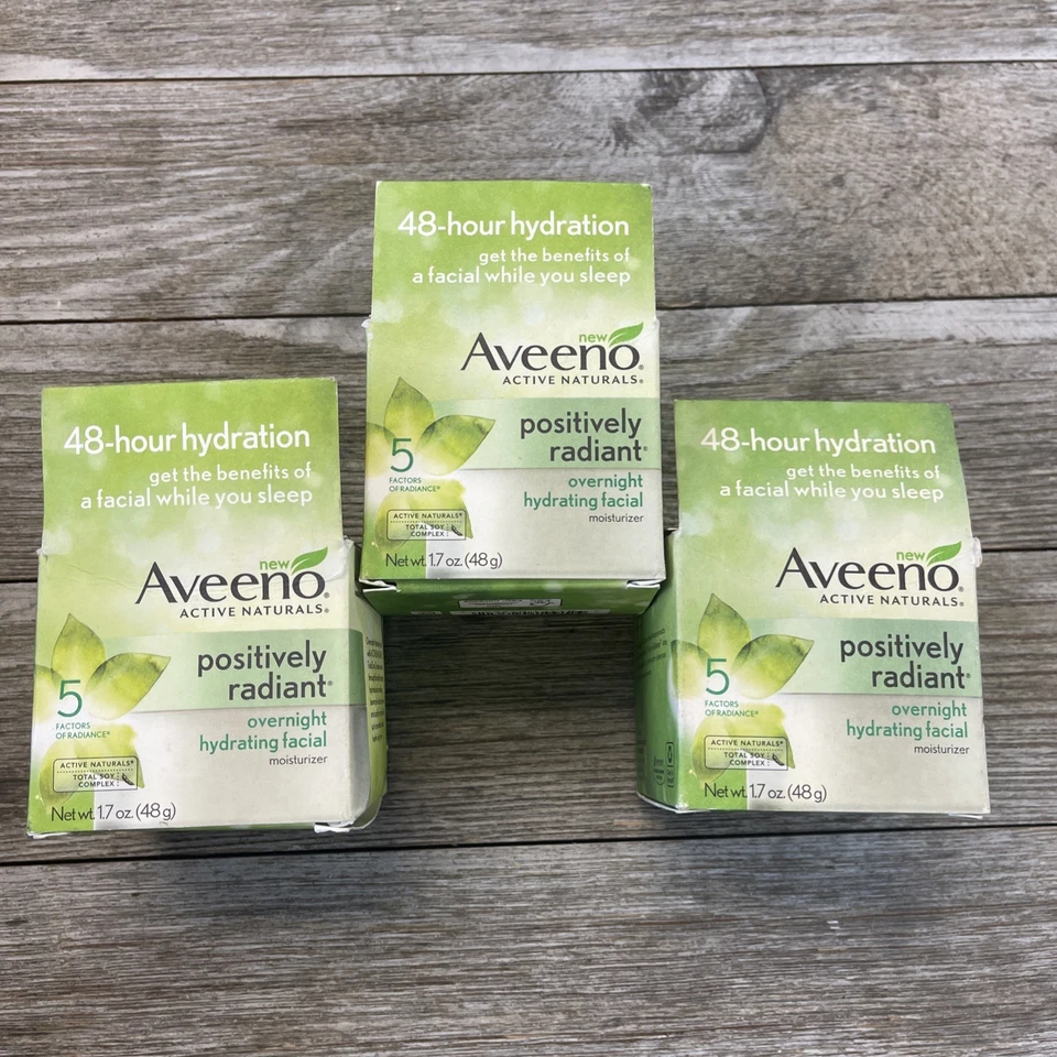 3 Pack Aveeno Positively Radiant Overnight Hydrating Facial Moisturizer 1.7 oz - Image 1 of 4