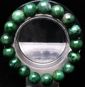 12.2mm Genuine Natural Green Euchlorite Crystal Gemstone Round Beads Bracelet - Picture 1 of 6