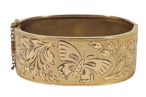 Pulsera Pinza Llena de Oro De Colección con Diseño de Mariposa y Flor Adorna - Imagen 1 de 10