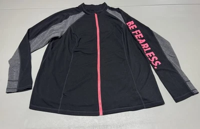 Chaqueta Sudadera Torrid Negra Rosa Gris Be Fearless Active Cremallera Completa Talla 3 Foto 1 de 4