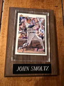 JOHN SMOLTZ SIGNED BASEBALL CARD PLAQUE ATLANTA BRAVES 6" X4" - Picture 1 of 3