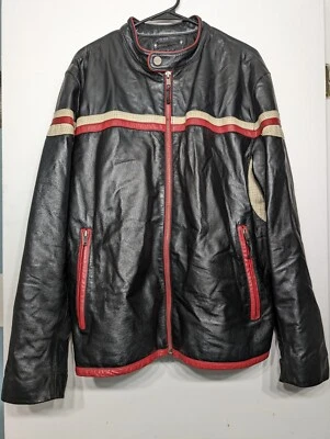 Auténtica chaqueta de motociclista de cuero real Wilson para hombre talla grande Foto 1 de 4