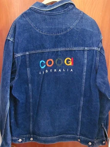 COOGI AUSTRALIA throwback XL jean jacket 1980s denim hip hop size 36 embroidery - Picture 1 of 4