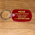 Vintage MCAS Beaufort Federal Credit Union Rubber Advertising Key Ring Red