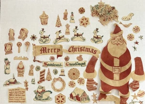 HTF Vintage 1950s Christmas FELT? Window Clings SANTA Reindeer SNOWFLAKES 95 Pc - Picture 1 of 10