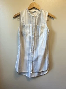 Merona Women's Button up Size XS Sleeveless Striped Pockets - Picture 1 of 12