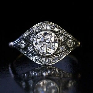 Anillo De Compromiso Vintage Art Deco De 2 Ct De Oro Blanco De 14K - Imagen 1 de 1