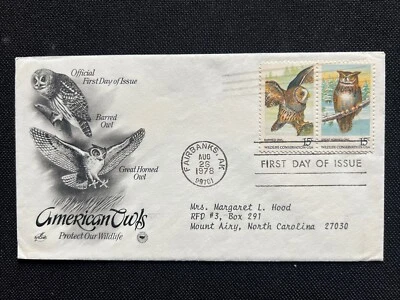 1762-63 Barred Owl Great Horned Owl (Strip of 2) FDC Art Craft 1978 Fairbanks AK - Image 1 of 2