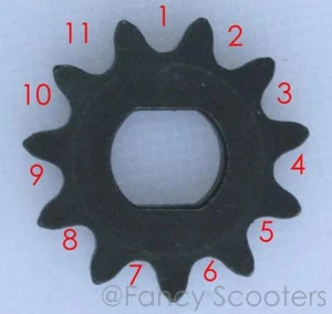Drive Sprocket 25H x 11 Teeth DUAL D (ID=10mm) FOR ELECTRIC SCOOTERS - Imagen 1 de 5