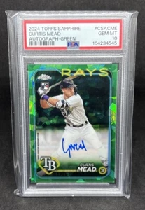 2024 Topps Chrome Update Sapphire Auto Curtis Mead Rookie Green /99 PSA 10 - Picture 1 of 3