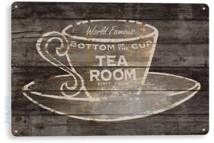 TIN SIGN Tea Room Tea Cup Coffee House Cottage Lodge Rustic Sign Decor B340 - Picture 1 of 3