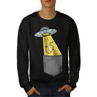Wellcoda Beings Abduction Mens Sweatshirt, Funny Cat Casual Pullover Jumper