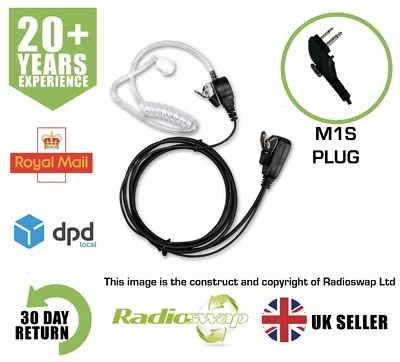 COVERT EARPIECE WITH MIC & PTT FITS HYTERA PD405 PD415 PD485 PD505 TWO WAY RADIO