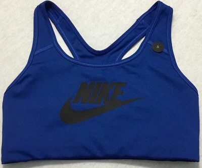 Nike Pro Women Medium Support Classic Swoosh Training Bra Blue CN5262 Size M - Image 1 of 2