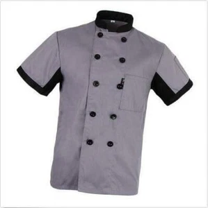 Unisex Chef Jacket Coat Restaurant Hotel Work Uniform Short Mesh Sleeves - Picture 1 of 13