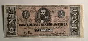 Banknote, CSA Confederate States of America, One Ein Dollar, Faksimile - Bild 1 von 2