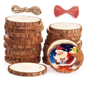 Natural Wood Slices for Christmas Ornaments, 25Pcs DIY Unfinished Wooden Craft - Picture 1 of 8