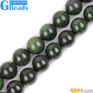 Natural AAA Grade Green Canadian Jadeite Jade Gemstone Loose Round Beads 15" GB - Picture 1 of 39