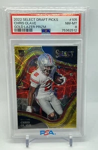 Chris Olave RC - 2022 Select Draft Picks Gold Lazer Prizm #105 PSA 8 Rookie - Picture 1 of 3