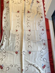 Christmas Red Fabric Tablecloth Rectangle Candle Wreath Xmas 1.37m x 2.15m - Bild 1 von 9